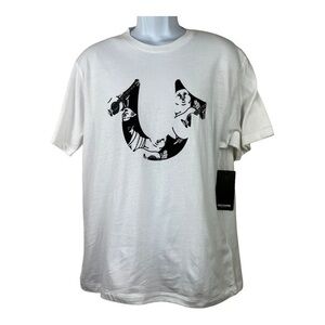 True Religion NWT Men’s T-shirt Polo Letter U white Black Size L